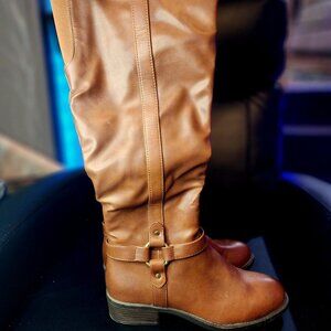Brown Knee High Leather Boots Brand New